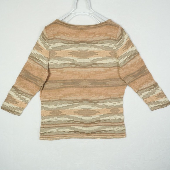 LRL Ralph Lauren Southwest Boat Neck 3/4 Sleeve Linen Blend Knit Sweater XL - Picture 3 of 7